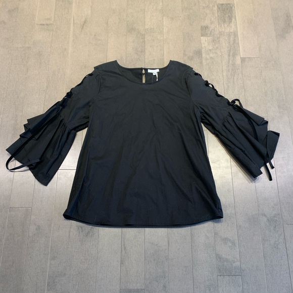 Pleione Tiered Bell Sleeve Lace-Up Top – NWT - Picture 10 of 11